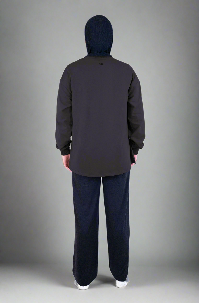 Oversized Lifting Cotton Top - Charcoal